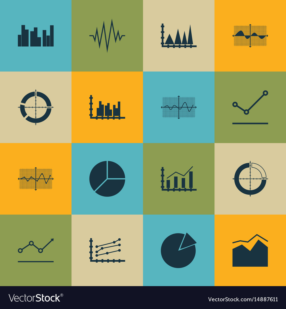 Set of graphs diagrams and statistics icons
