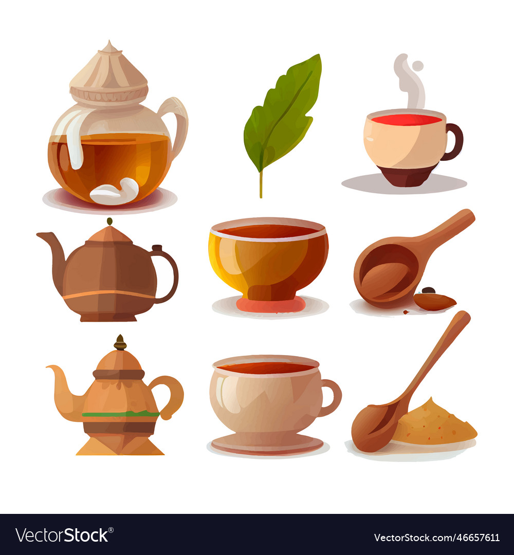 Set of indian masala tea cuo Royalty Free Vector Image