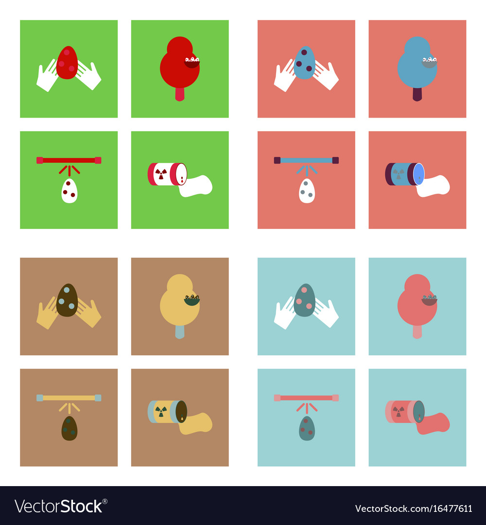Set of modern eco system icons in flet style
