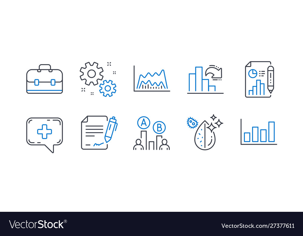Set science icons such as decreasing graph vector image Set science icons such as decreasing graph
