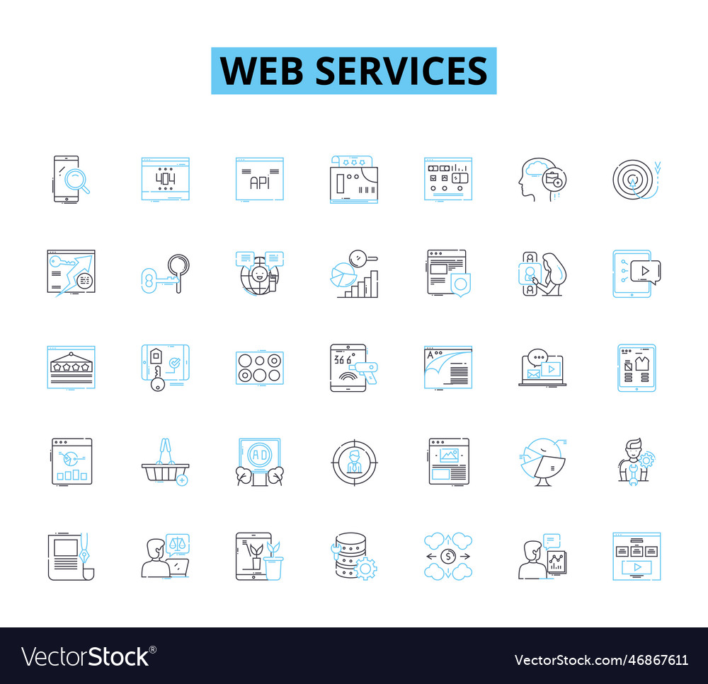 Web services linear icons set integration vector image Web services linear icons set integration