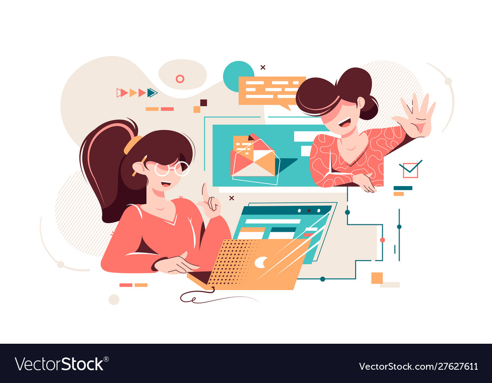 Woman Chat Online With Friends Online Communications Concept. Vector Flat  Cartoon Design Graphic Isolated Illustration Royalty Free SVG, Cliparts,  Vectors, and Stock Illustration. Image 120897646.