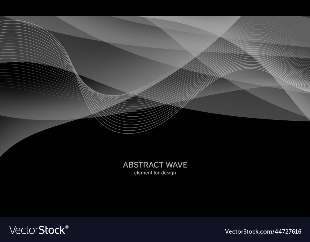 Abstract black background with smooth gray lines Vector Image Abstract black background with smooth gray lines