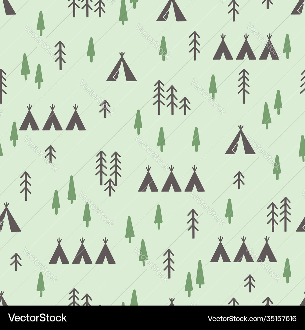 Abstract green summer camping seamless pattern Vector Image