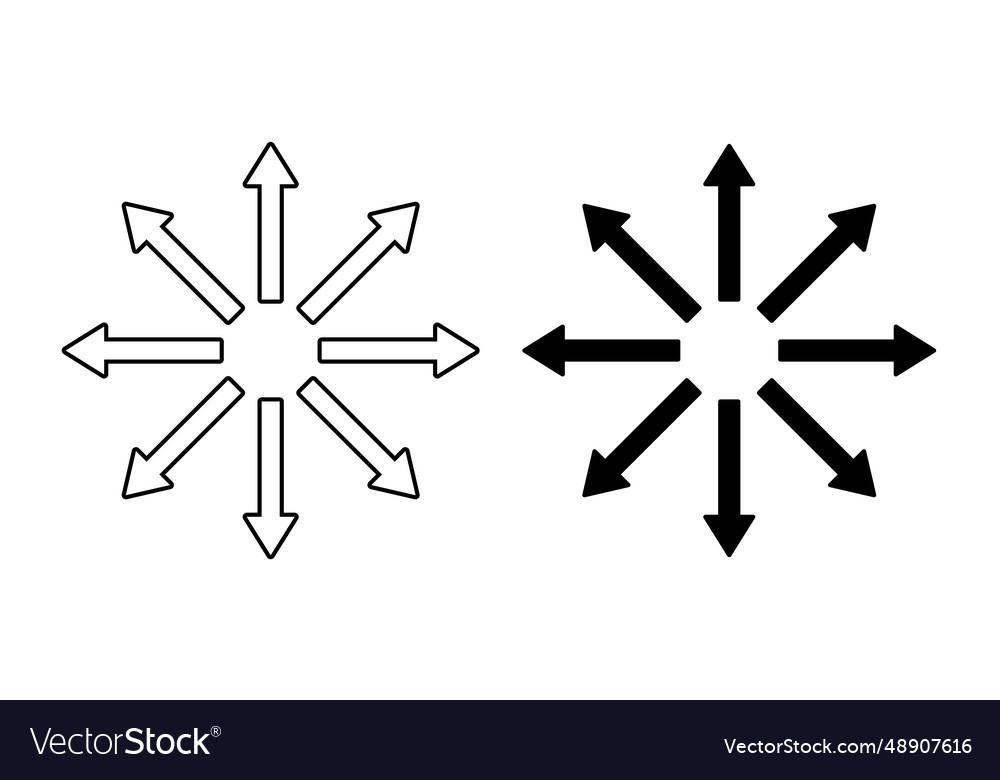 Arrows pointing in different directions line vector image Arrows pointing in different directions line