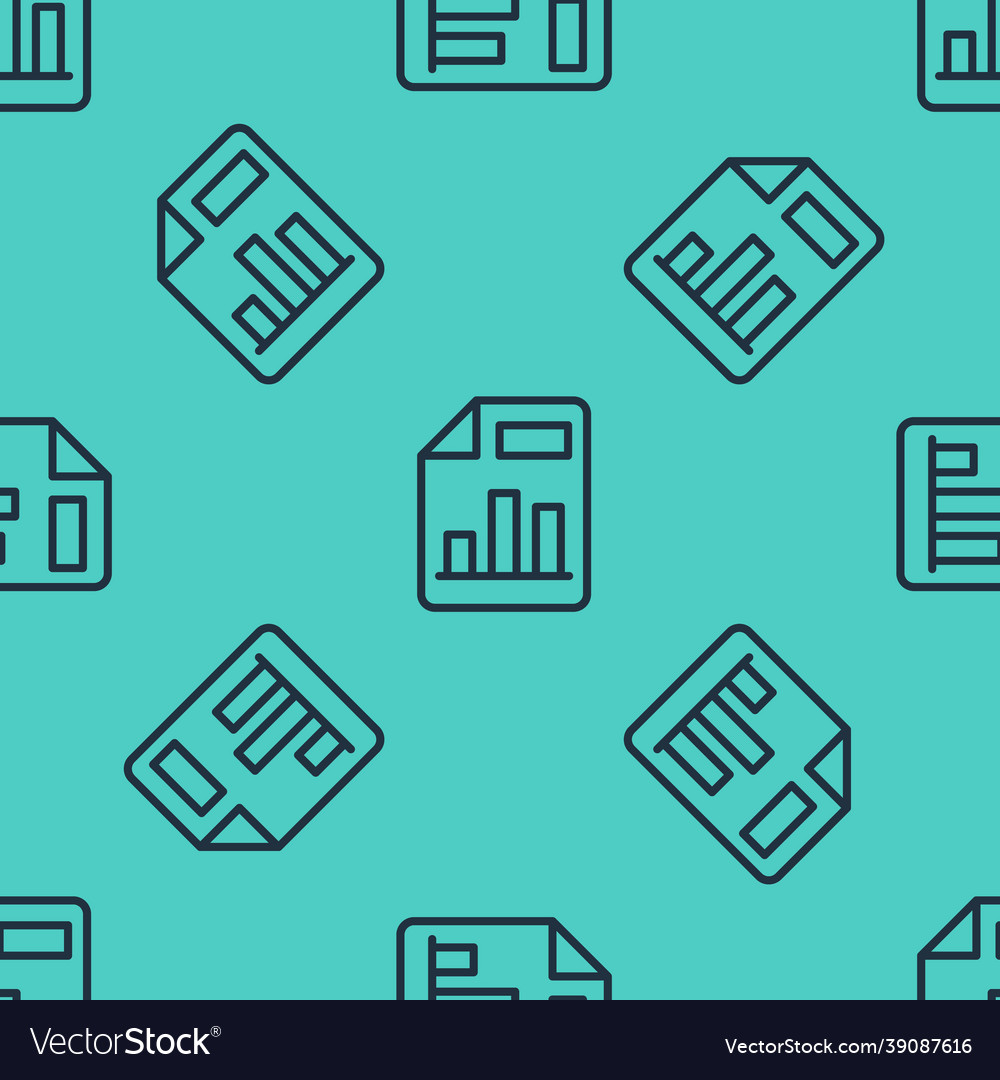 Black line document with graph chart icon isolated vector image Black line document with graph chart icon isolated