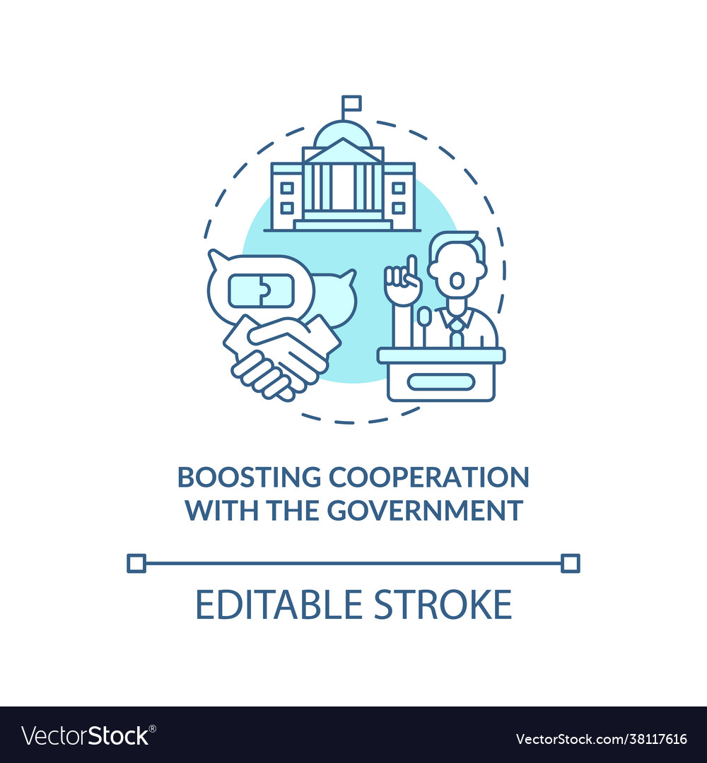 Boosting cooperation with government concept icon Vector Image