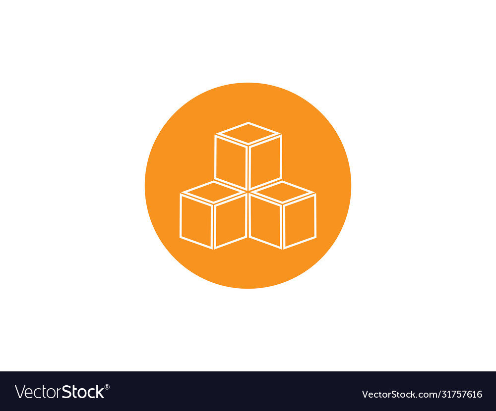 Box cube icon flat design