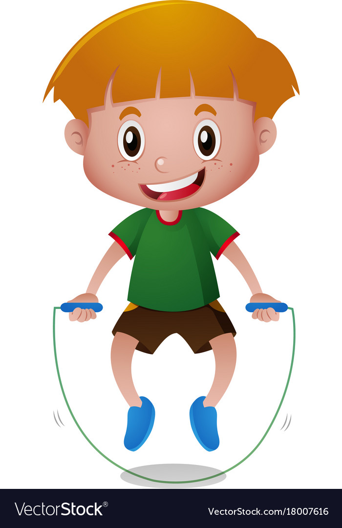 Boy jumping rope on white background Royalty Free Vector