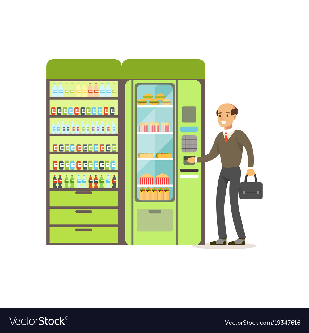 Businessman using automatic vending machine