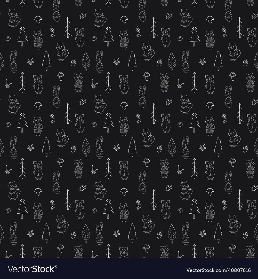 Cute animals seamless pattern cartoon