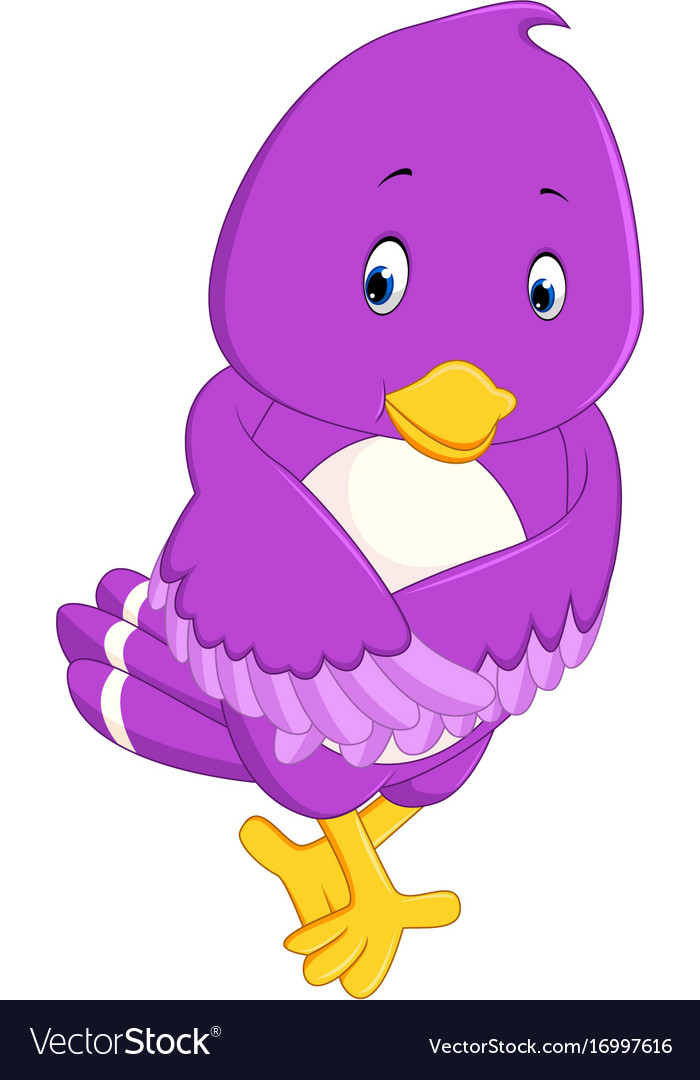 Cute purple bird cartoons Royalty Free Vector Image