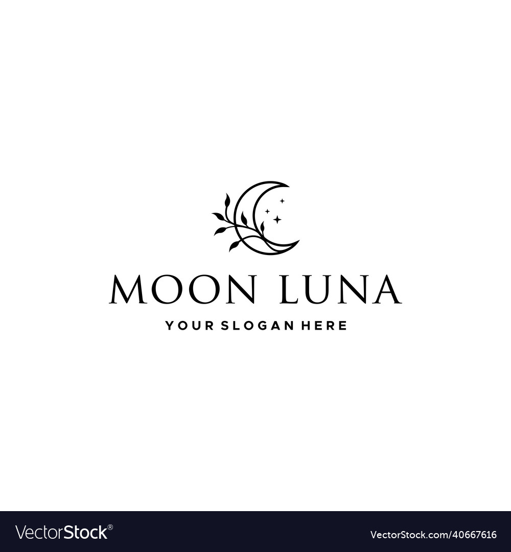 Flat letter mark moon luna moon star logo design Vector Image