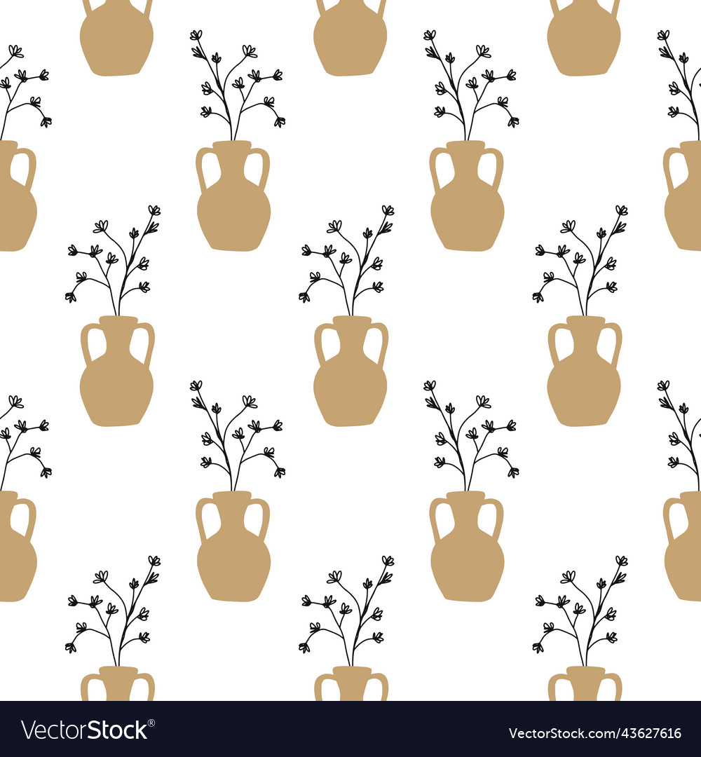Floral minimal seamless pattern vector image Floral minimal seamless pattern