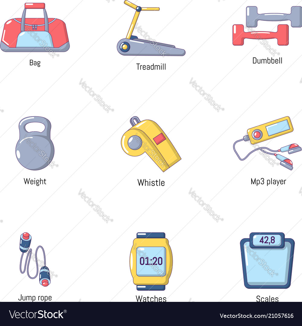 Good physical condition icons set cartoon style Vector Image