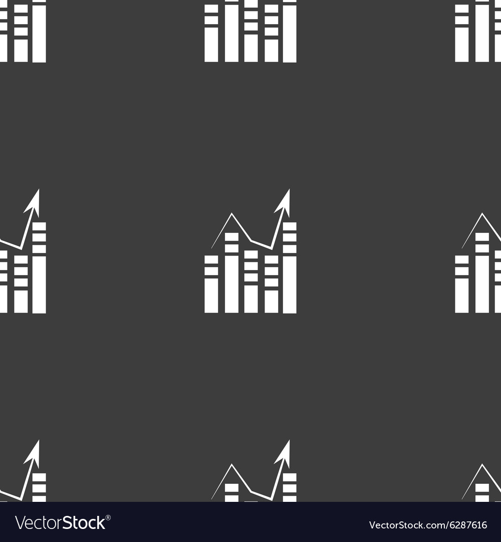 Graph icon sign seamless pattern on a gray