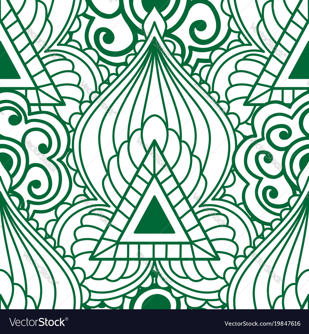 Mehendi seamless pattern of green with white color