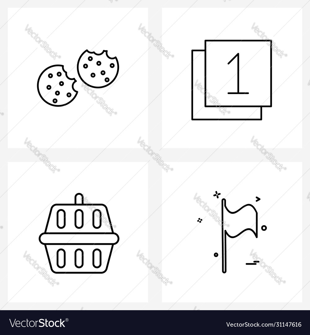 Modern style set 4 line pictograph grid based