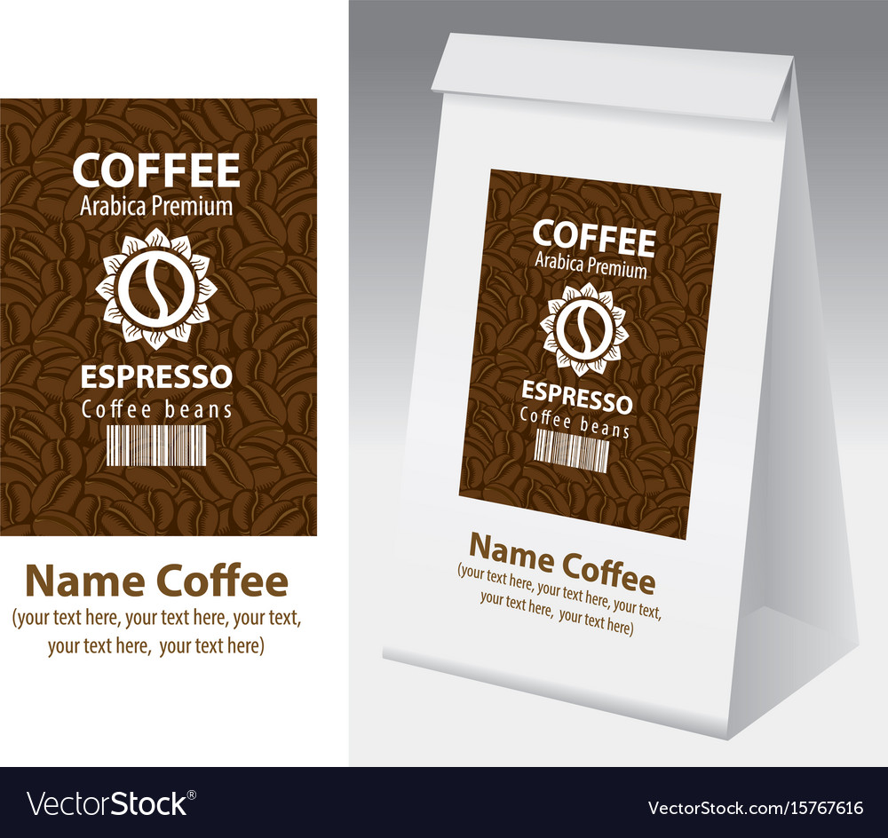 Paper packaging with label for coffee bean Vector Image