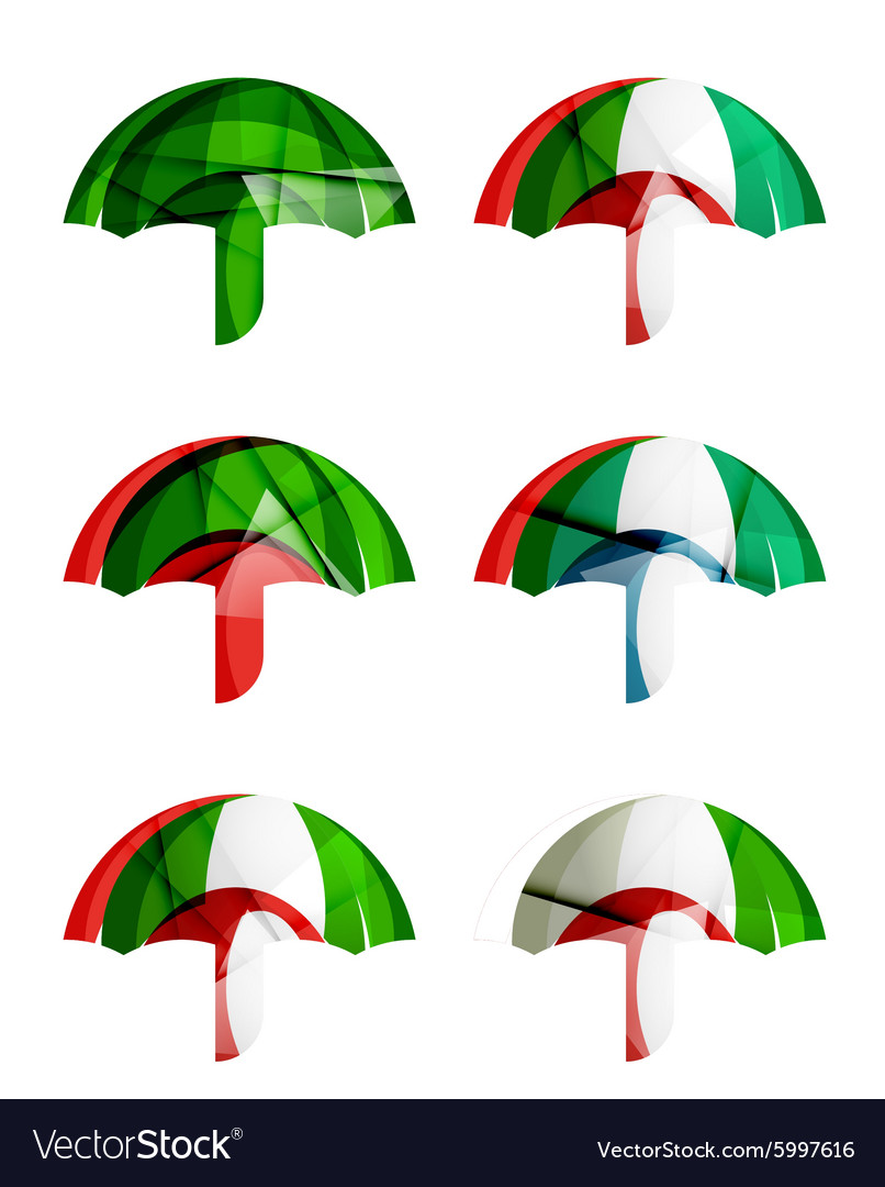 Set of abstract umbrella icons business logotype