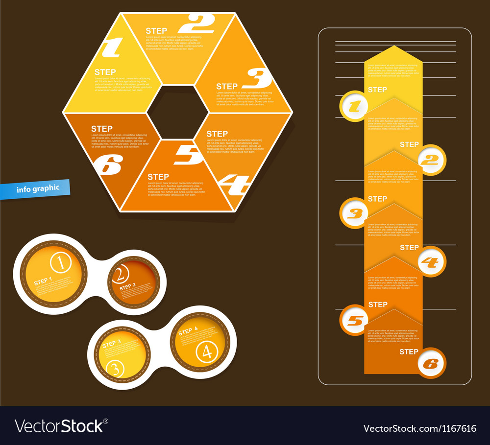 Set of infographic objects with numbers