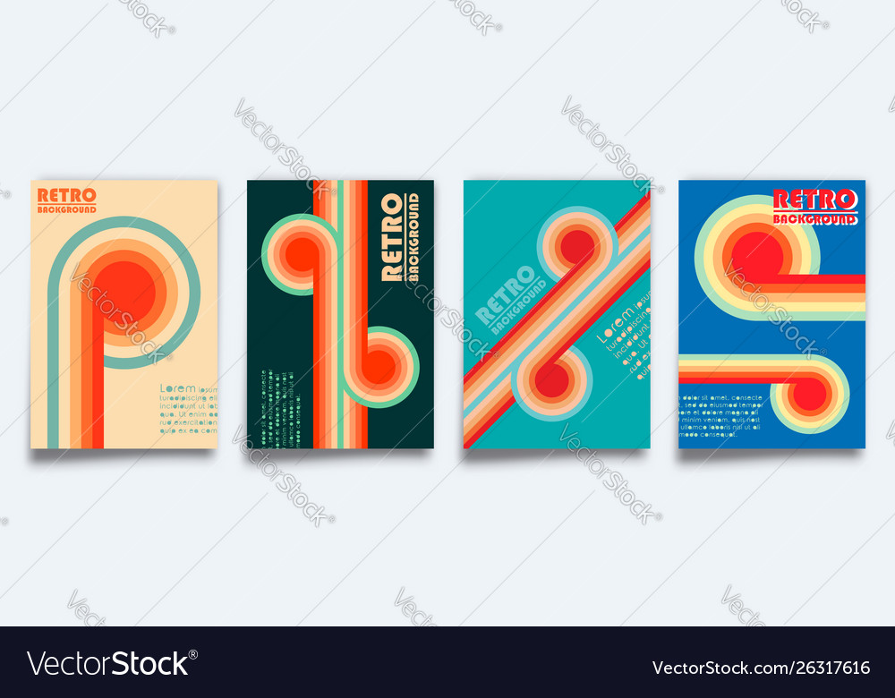 Set retro design cover template for flyer Vector Image