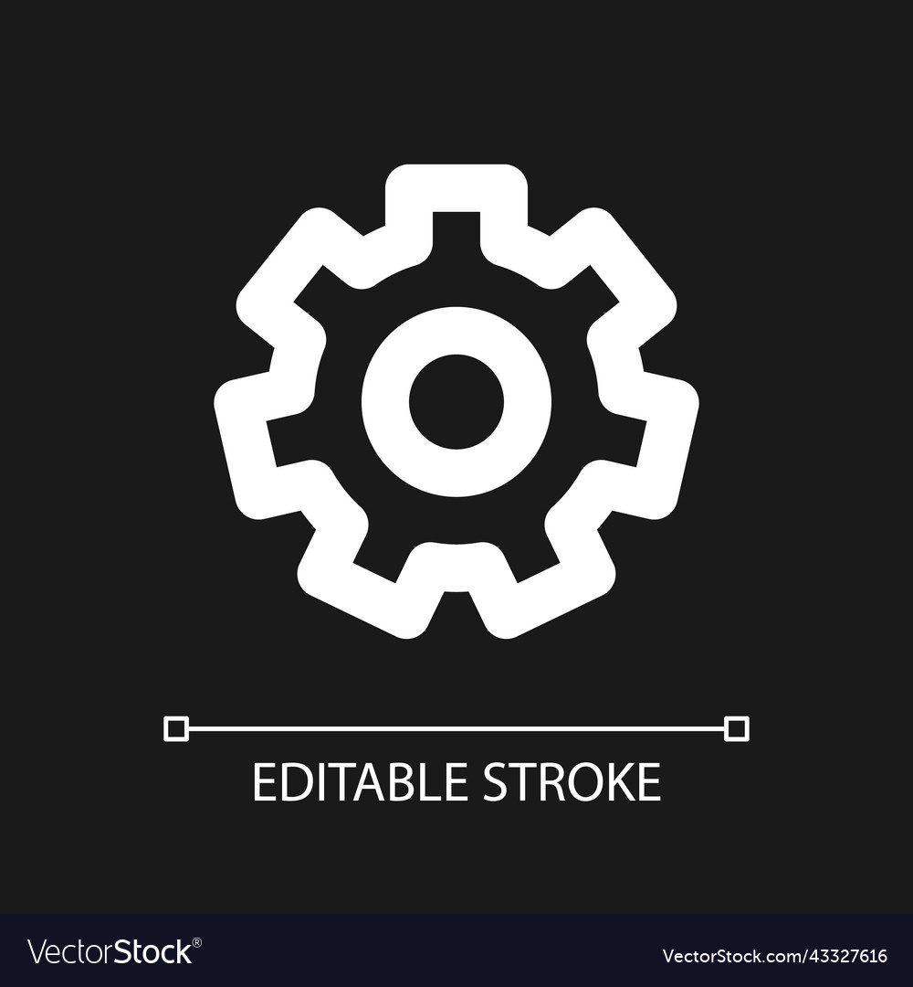 Settings gear pixel perfect white linear ui icon Vector Image