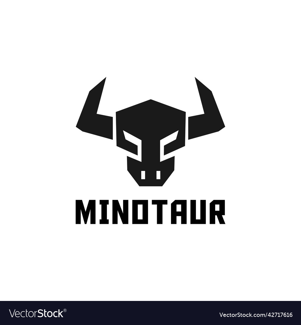 Simple flat bull minotaur head logo design Vector Image