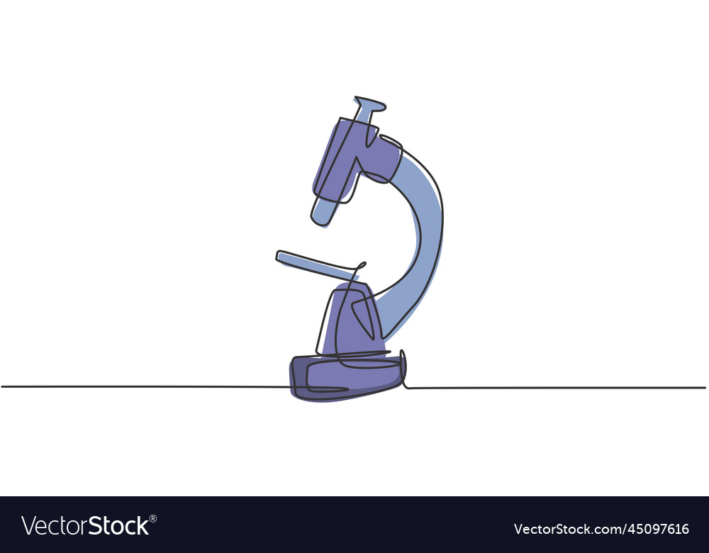 Single continuous line drawing of microscope Vector Image Single continuous line drawing of microscope