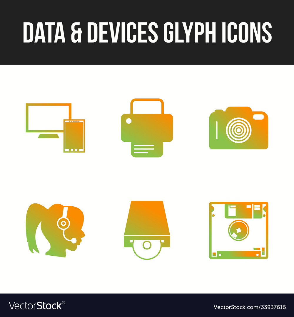Unique line icon set data and devices