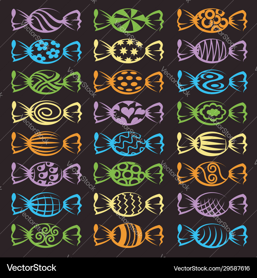 Various candies set Royalty Free Vector Image - VectorStock