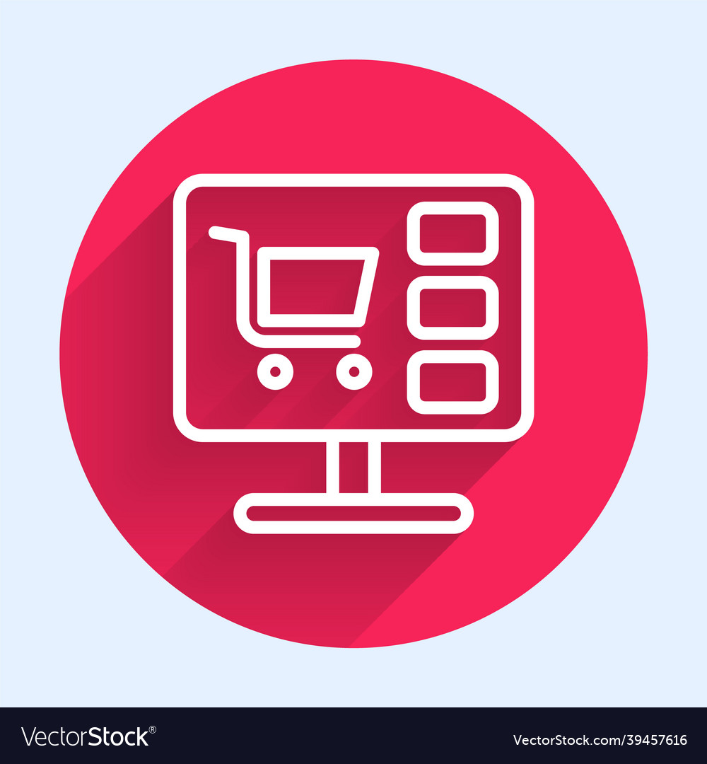 White line shopping cart on screen computer icon