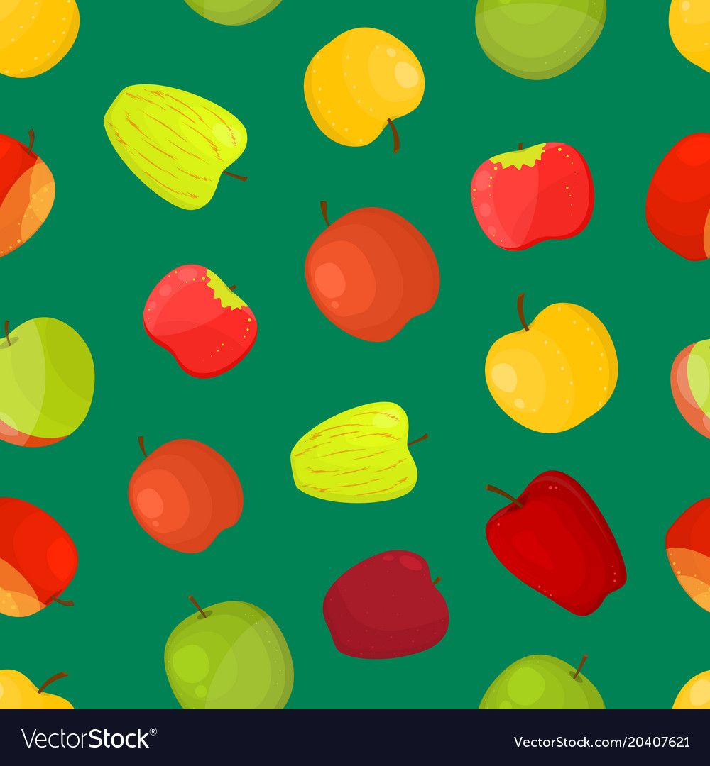 Apples different varieties seamless pattern