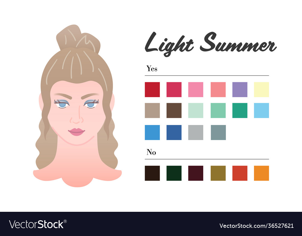 Best colors for light summer color type Royalty Free Vector