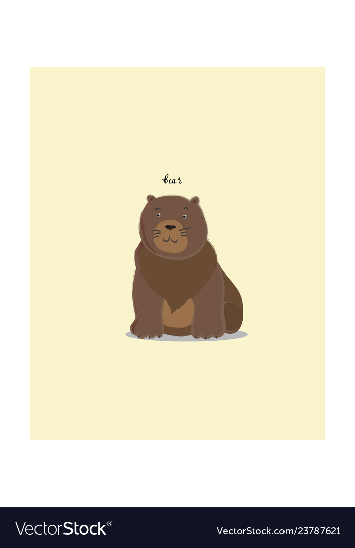 Brown sitting bear cartoon character