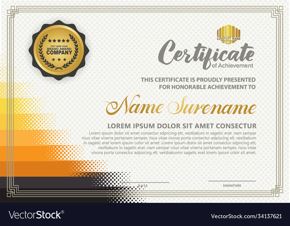 Diploma certificate template with halftone style