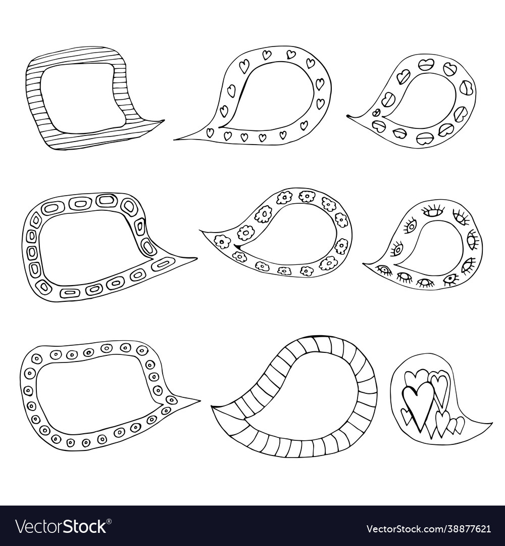 Frames for text with patterns lips eyes circles