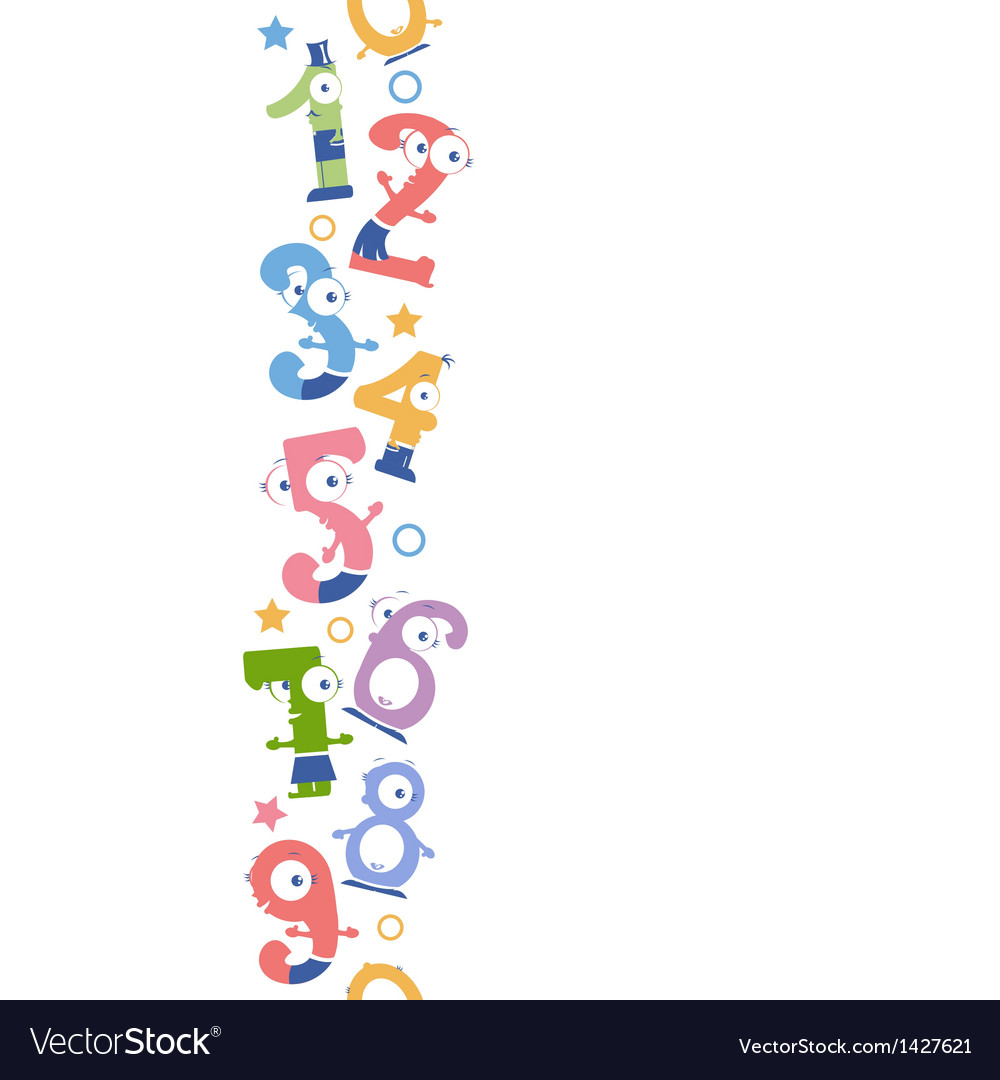 Fun numbers vertical seamless pattern background