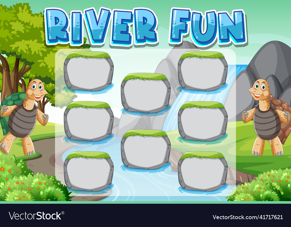 Game template with empty rocks in the river vector image Game template with empty rocks in the river