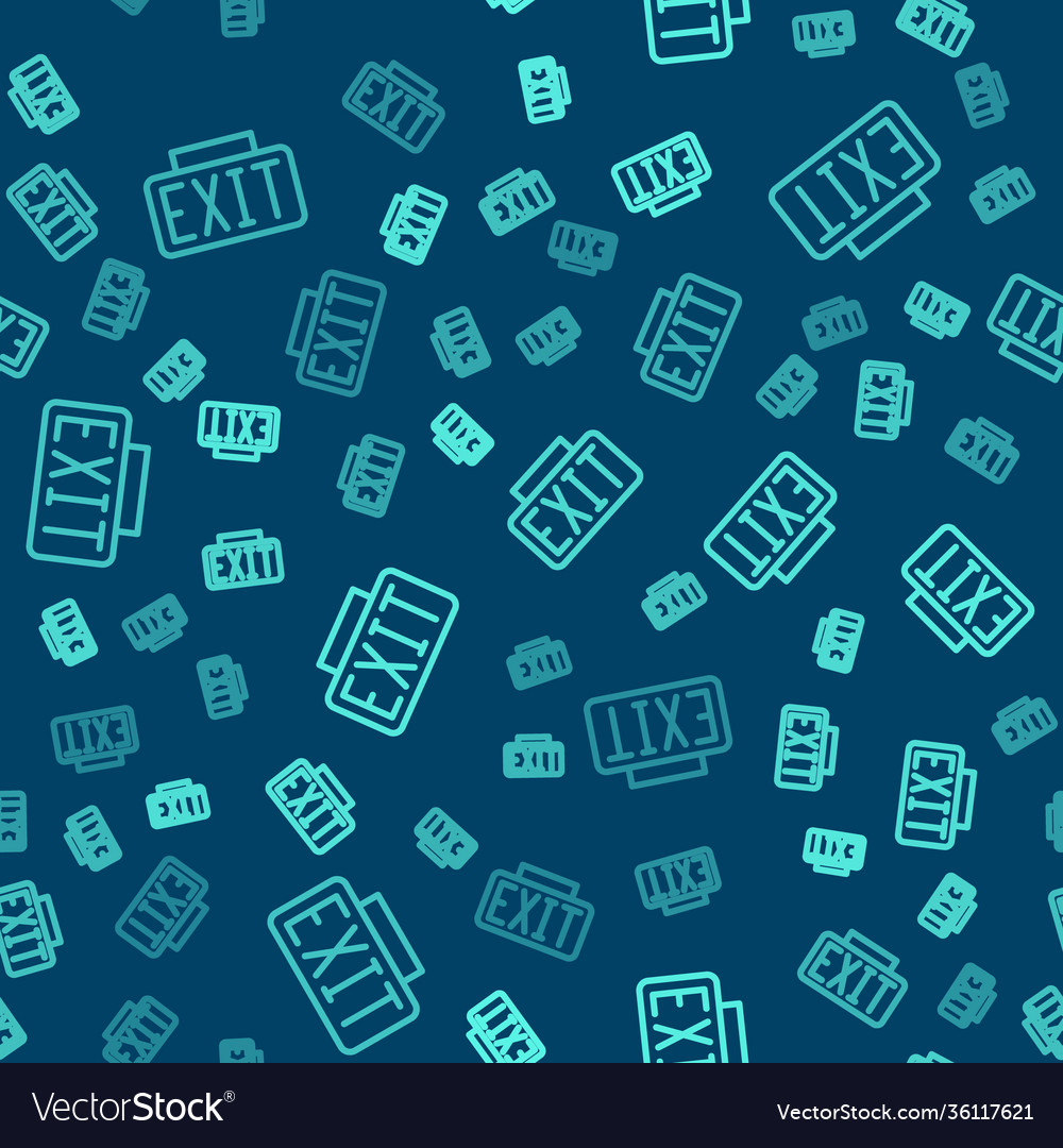 Green line exit icon isolated seamless pattern