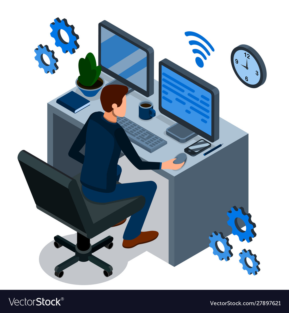 Isometrisches Programmierkonzept Programmierer vector image Isometrisches Programmierkonzept Programmierer
