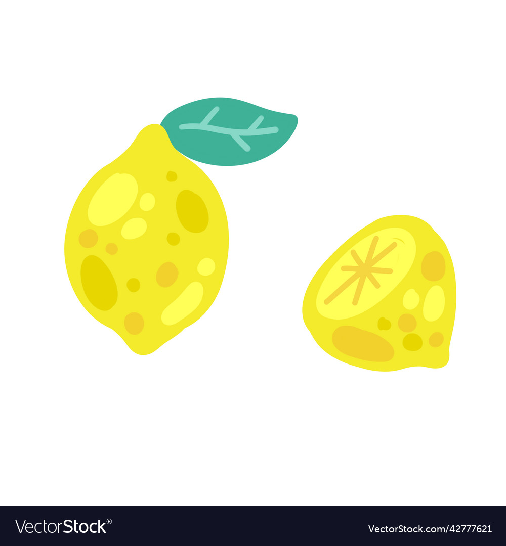 Lemon yellow sour fruit set of vitamin c