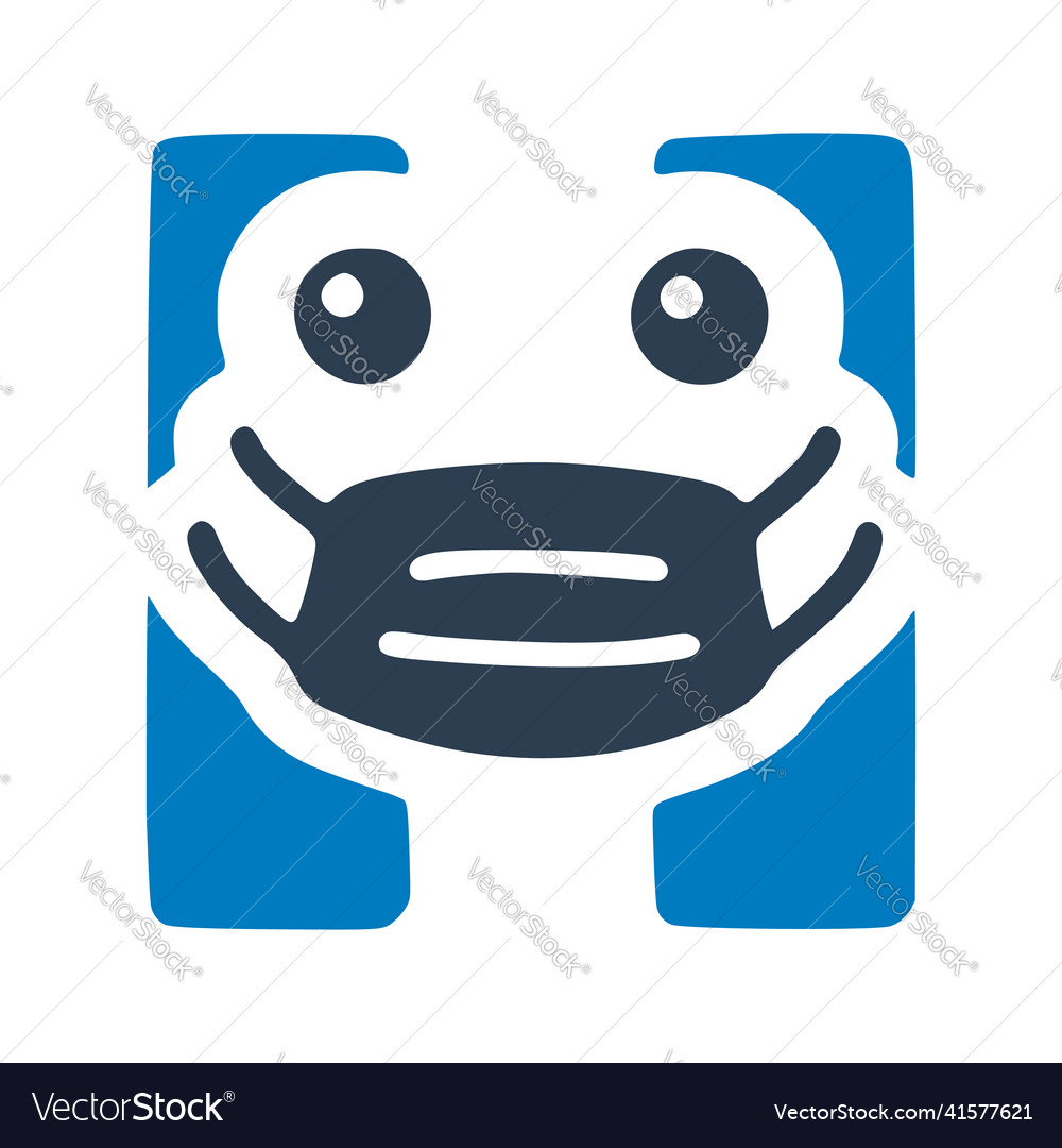 Letter h in medical mask cute character doodle vector image Letter h in medical mask cute character doodle