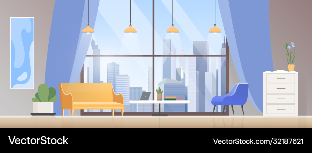Living room interior flat Royalty Free Vector Image