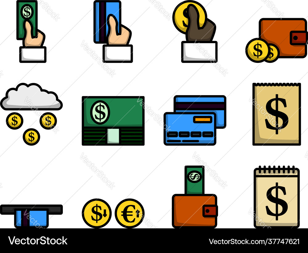 Money icon set Royalty Free Vector Image - VectorStock