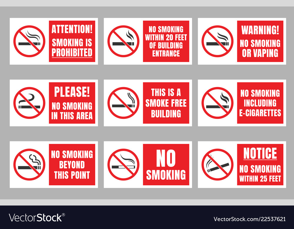 no-smoking-sign-set-smoking-is-prohibited-vector-image