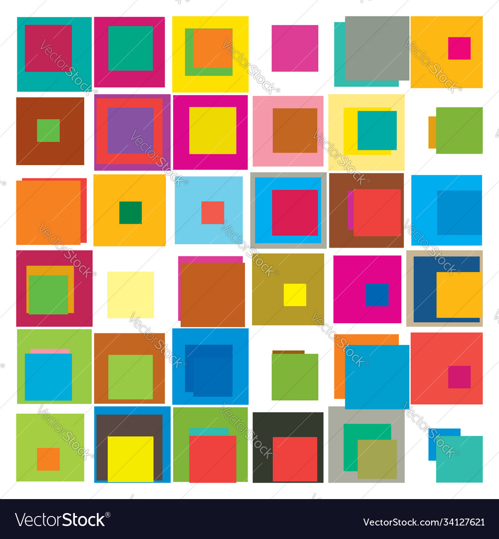 Playful colored overlapping random squares vector image Playful colored overlapping random squares