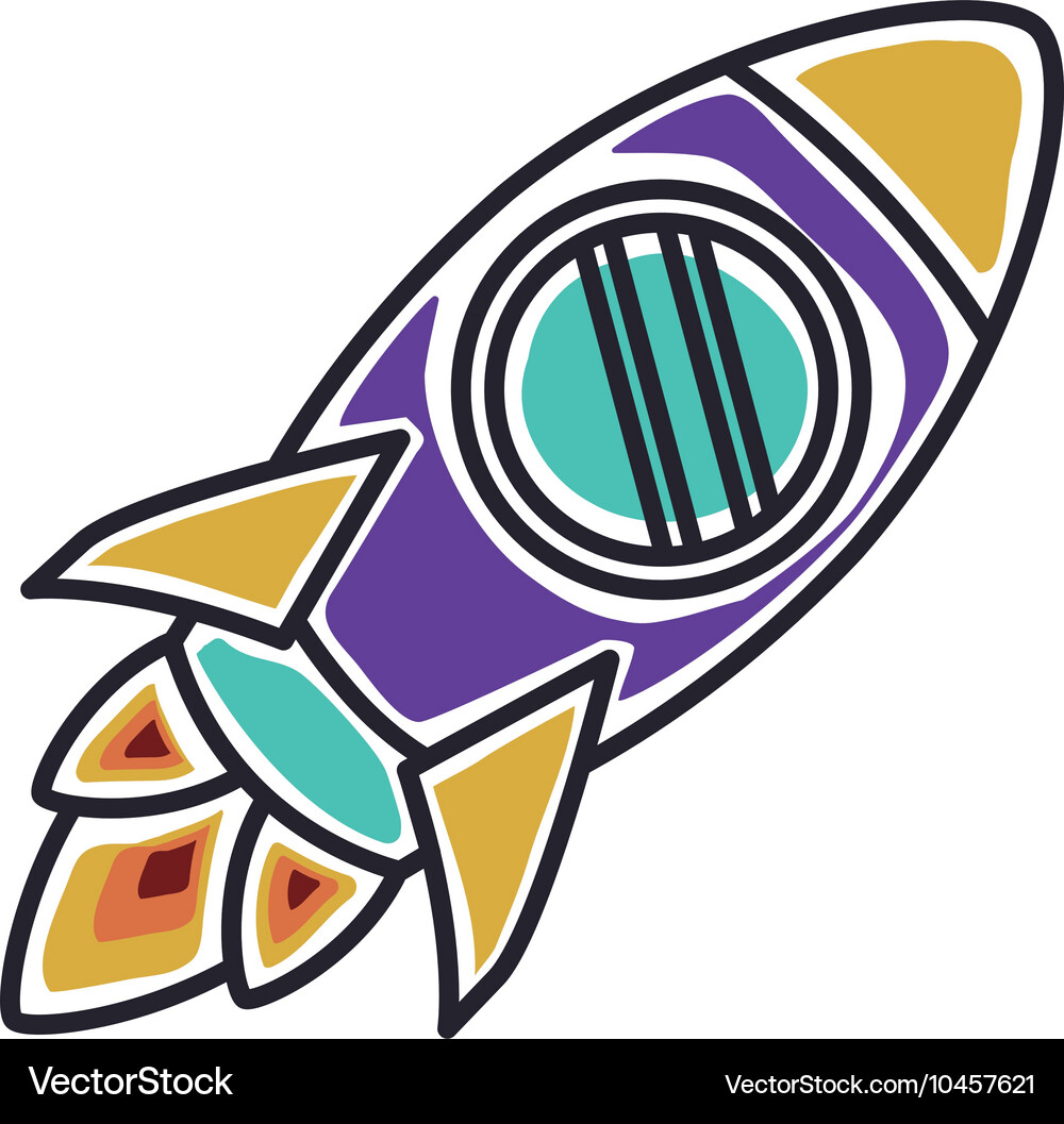 Rocket startup launcher isolated icon Royalty Free Vector
