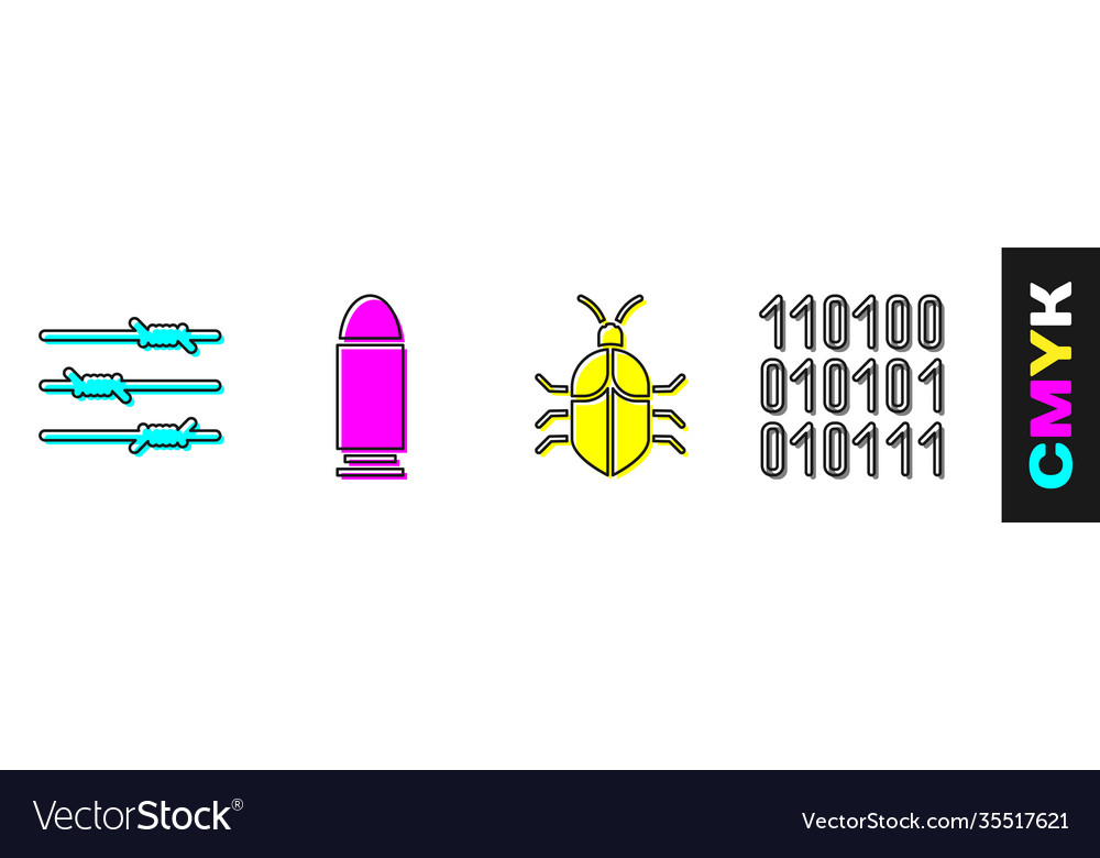 Set barbed wire bullet system bug concept vector image Set barbed wire bullet system bug concept
