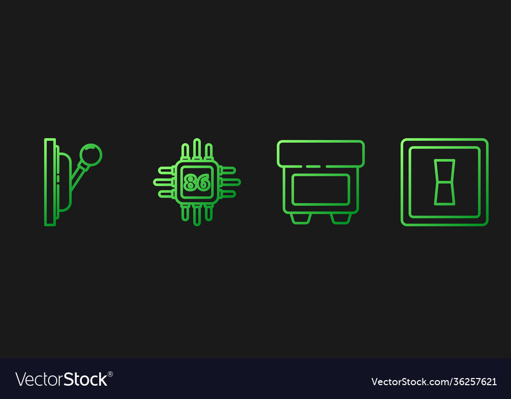 Set line fuse electrical panel processor vector image Set line fuse electrical panel processor